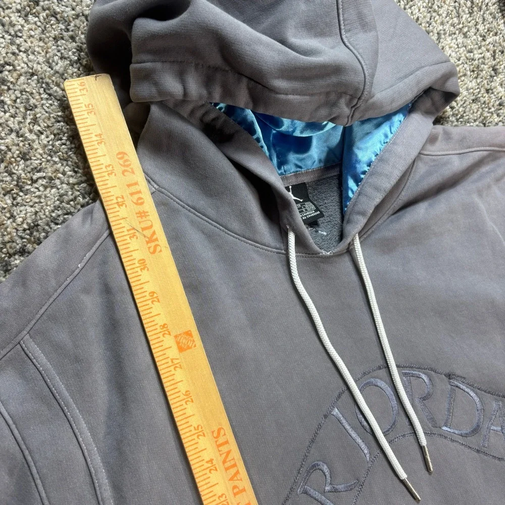Air Jordan Men's XXL Hooded Sweatshirt Pullover HoodieGray Faded Satin Lined